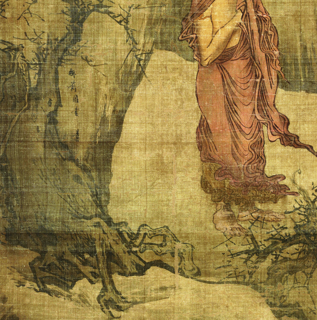 释迦出山图（局部）    宋  梁楷  轴  绢本设色  117.6×51.9cm  日本东京国立博物馆藏